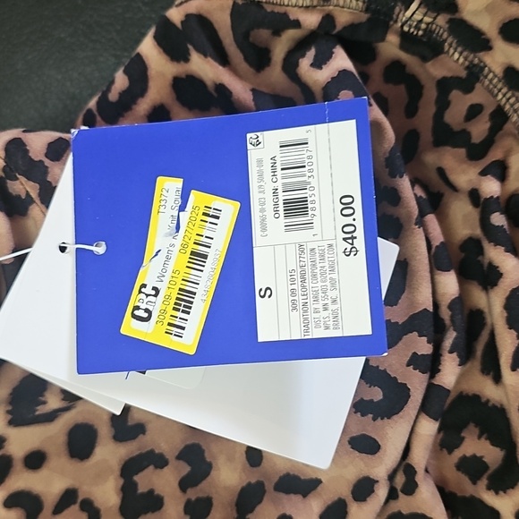 JoyLab Women's Knit Squareneck Slit Active Dress Leopard Print Built-in Shorts S - Picture 7 of 7